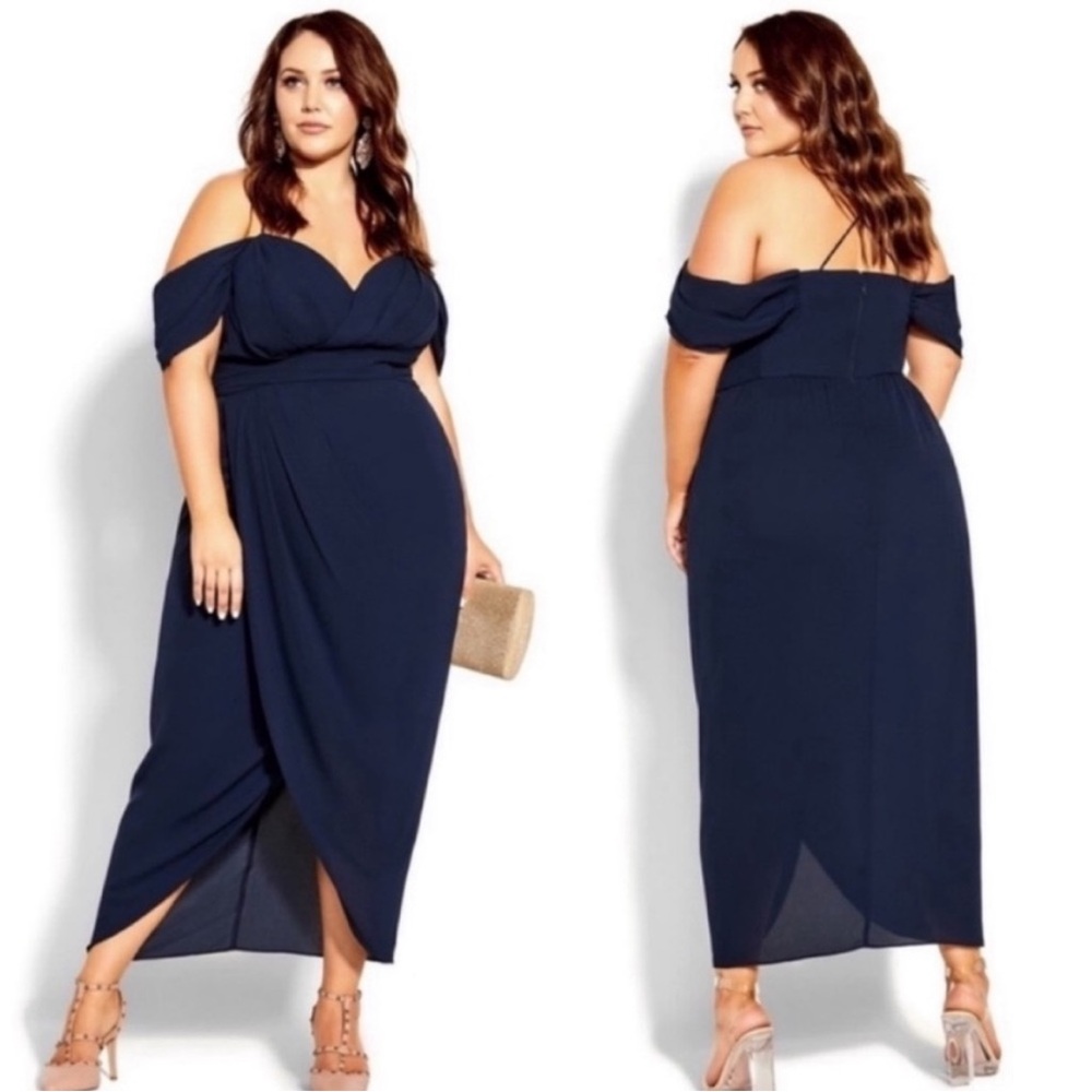 City Chic Entwine Formal Maxi Dress in Navy SZ 12 NWT